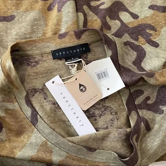 ✨ SANCTUARY✨Carlee Camo Long Sleeve Linen Tee🌼 - Picture 5 of 6